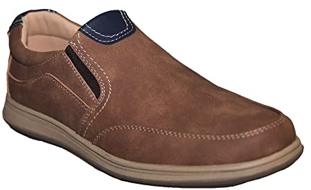 Scimitar Atlanta Twin Gusset Slipon Mens Loafer Flats Casual Trainer Shoes (11 UK, Tan Brown)