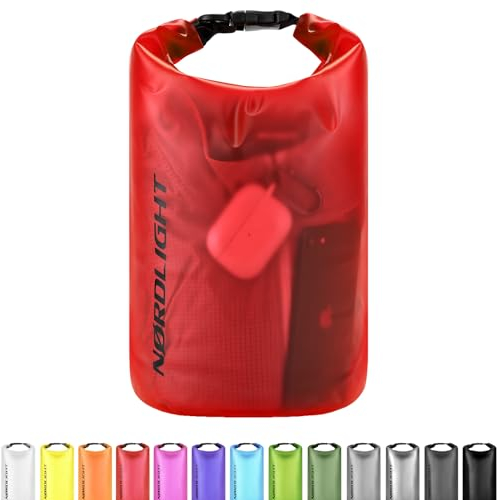 Nordlight Dry Bag and Waterproof Bag - (10L, Red) Waterproof Packing Bag with Roll Top Closure and Shoulder Strap | Swimming, Beach, Canoeing, Stand Up Paddling, Diving