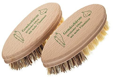 SIDCO Gemüsebürste 2 x Kartoffelbürste Pilzbürste Küchenbürste Holzbürste mit Naturborsten