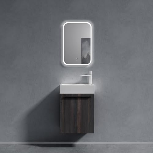 doporro Design Waschplatz 46x26x63 cm Gäste-WC Badmöbel-set Pisa Schwarzgrau Waschbecken-Unterschrank Wandmontage