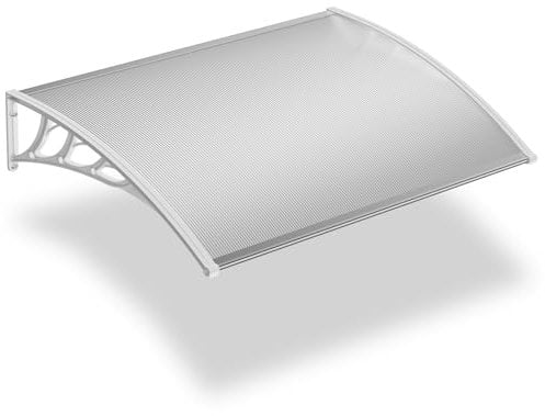 Door Canopy Awnings Garden Outdoor Window Patio Porch Rain Protector Shelter Shade Cover Resists-Corrosion 120x80x23.8cm,White
