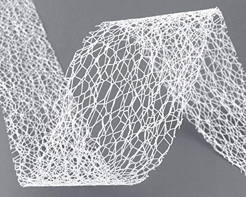 finemark 20 m x 50 mm Netzband LEA Weiss (01) Floristikband Schleifenband Geschenkband Dekoband Deko Gitter dekoratives Floristik Band zum Basteln Dekorieren ohne Draht