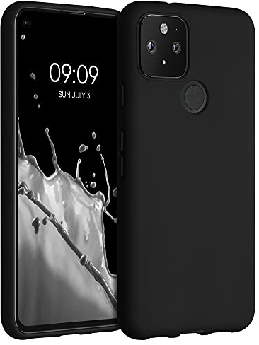 kwmobile Hülle kompatibel mit Google Pixel 5 Hülle - weiches TPU Silikon Case - Cover geeignet für kabelloses Laden - Schwarz