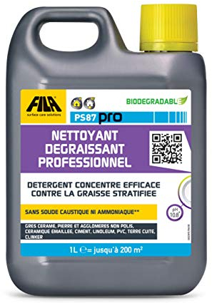 FILA Surface Care Solutions, PS87 PRO, Nettoyant Degraissant Professionel: Detergent Concentre Efficace contre la Graisse Stratifiee, 1L