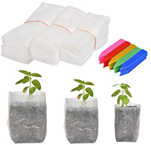 Bseical Pflanzsack Biologisch Abbaubar, Kartoffelsack Pflanzsack Bio, Topf Pflanze Vliesstoff, Anzuchttopf Platte Aufzuchtset Pflanzen 300stk