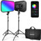 NEEWER RGB168 18.3 RGB LED Video Panel Light with App Control, 2 Pack Tripod Stand Kit, 60W/360° Full Color/2500~8500K/CRI97+, Studio Photography/YouTube Recording/Game Streaming Key Lighting