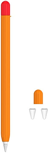 Dual Color Sleeve for Apple Pencil 2 Gen Case Cover Bag Non-Slip Protection Soft Silicone Sleeve for iPad Pro Pen (for Apple Pencil 2nd, Orange)