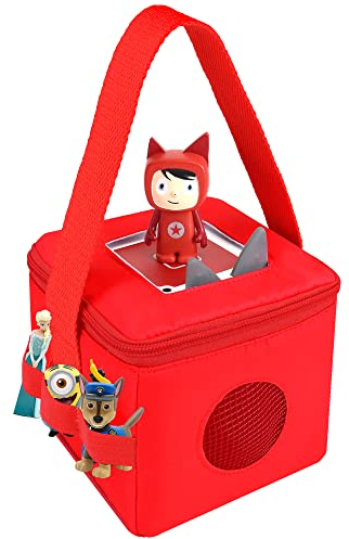 Tasche für Tonies Hörfiguren und Toniebox, Rot Tragetasche für Mädchen Jungen 3-8 Jahren, Beutel für Tonies Lieder, Transporttasche für Hörwürfel Toniebox Zubehör z.B. Ladegerät, Kreativ Figuren