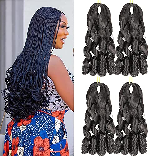 WoWCFyyds Pre Stretched Braiding Hair 20 Inch Loose Wave Crochet Braids Hair Curly 4 packs Big Wavy Braids Extensions French Curl Bouncy Braiding Hair Curly Synthetic Hair Extensions (150g/packs .1B)