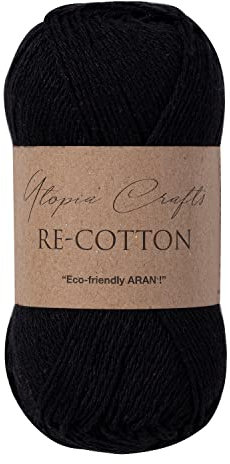 Utopia Crafts Re-Cotton Knitting Yarn, 100g Black