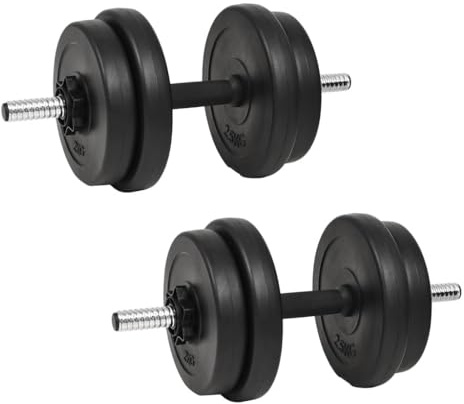'vidaXL Durable Steel Dumbbell Set with Weights - Versatile Home Gym Equipment for Strength Training, Multifunctional Use, Clearly Stamped Weights, Secure Locks - 2.5kg, 2kg, 5kg - 40kg Total Weight