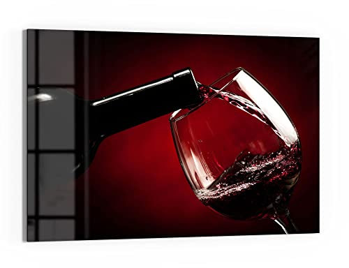 DEQORI Glasbild Echtglas | Motiv Rotwein wird eingeschenkt | horizontal einteilig 90x60 cm | schöne Dekoration | Wandbild für Wohnzimmer, Schlafzimmer, Flur & Küche | moderne Wanddeko
