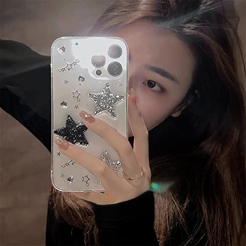 Bakicey hülle für iPhone 13, Glitzer Stern Handyhülle Weiche Silikon Kratzfest Schutzhülle Aesthetic Muster Crystal Stoßfeste Case Cover für iPhone 13, Transparent
