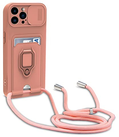 yanasuo Cordon de Coque Compatible avec iphone 15 Pro Max, Collier pour Étui Colliers de cellulaire, Silicone Cover Protection de la Caméra Étui Lanyard Case-Pink
