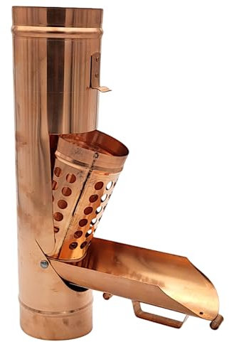 Sanitärshop Baustoffe & Sanitär Kupfer Laubfalle mit Korb 80mm - Regenrohrklappe mit entnehmbaren Laubkorb