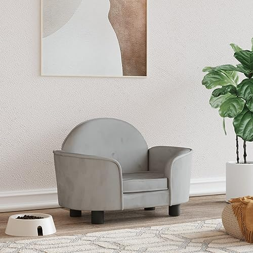 BaraSh Hundebett Hellgrau 66x40x45 cm Samt Hundekissen Grosse Hunde Hundebett Flauschig