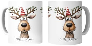 PRINT GENIE Mug en céramique Motif renne de Noël