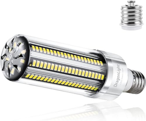 DragonLight Case of 50, 50W Superhelle Mais Licht LED Glühbirne(Ersetzt 350Watt) – E27 Edison LED Lampe mit E40 Adapter - 3000K Warmweiß 6000Lumen für Großes Gebiet Beleuchtung Halle Lager Werkstatt