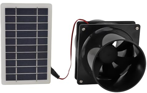 Haofy Ventilateur d'extraction Solaire 10 W 12 V avec Panneau ABS pour Tuyau Rond pour Grenier, Serre, Camping-Car, Bateau, Ventilation Animaux domestiques
