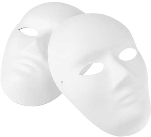 MAGICLULU 4 Stück Weiße DIY Vollgesichtsmasken DIY Unbemalte Maskerademaske Pappmaché-Masken Für Mardi-Maskerade Cosplay