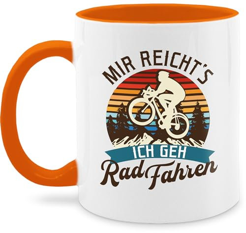 Tasse Tassen 325ml - Radsport - Mir reicht's ich geh Rad fahren - Mountainbike Geschenk Fahrrad - 325 ml - Orange - geschenke für fahrradbegeisterte rennrad räder kaffeetassen hobby radel vintage