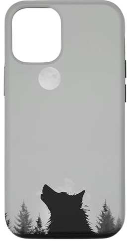 Hülle für iPhone 15 Wolfsmond-Silhouette