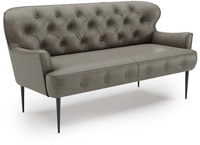 CAVADORE 2,5-Sitzer Küchensofa Amba, Trendige Sitzbank für Küche oder Esszimmer / 173 x 97 x 87 / Hochwertiges Mikrofaser: Graubraun