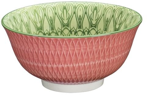 cilio Bowl AMICI Rauten Rosa | Porzellan Schüssel | Gebrannt bei 1300 °C | Ramen Schüssel | Spülmaschinen- / mikrowellengeeignet | Glasierter Boden | Müslischale | 7 cm/Ø 15,5 cm | 500 ml