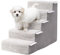 KSIIA Hundetreppe für Kleine Hunde 55cm Hoch, Haustiertreppe mit Abnehmbarem Waschbarem Bezug, Katzentreppe für Alte Katzen Hunde, Rutschfestem Hunderampe Hundetreppe für Bett Sofa, Grau