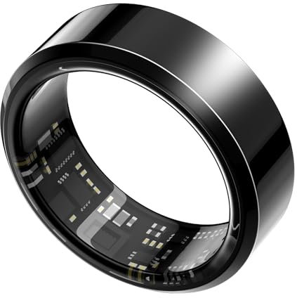 Smart Ring, Fitness Ring Tracker Gesundheit Tracker Smart Ring, IP68 wasserdicht, Schrittzähler, Kalorienzähler, Herzfrequenz- und Schlafüberwachung für Männer und Fraue (57mm, Schwarz, 8)