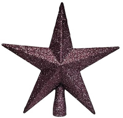Weihnachtsbaumspitze Stern – lila Pflaume Weihnachtsbaumschmuck – 20 cm Glitzer-Finish Stern Baumspitze – lila Weihnachtsbaumspitze