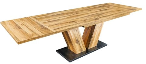 Riess Ambiente Ausziehbarer Esstisch Montreal - 180-280cm - Natur Plankeneiche - Holz-Design mit V-Gestell