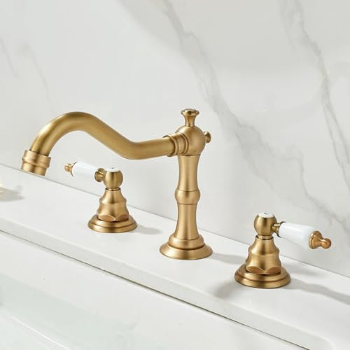 ZYCDP Rubinetti Lavabo Bagno 3 Fori In Ottone Antico, Miscelatore Vintage Lavabo Bagno 2 Manopole Rubinetto Bagno Lavabo Caldo e Freddo
