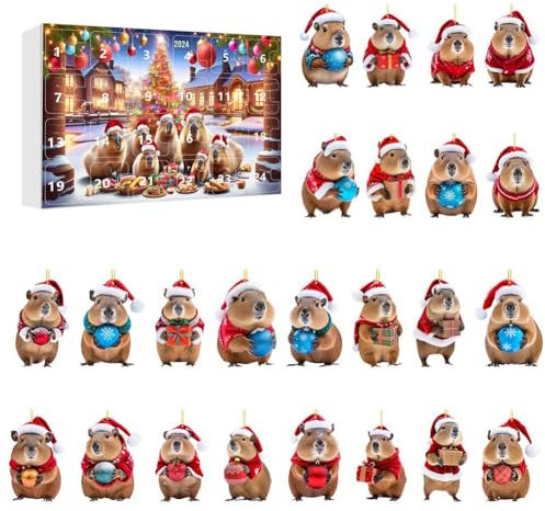 Calendario dell'Avvento di Natale Kit Conto alla rovescia Calendario di Natale 24 giorni Ciondolo Albero Pendenti 2D Acrilico conto alla rovescia Ch Decorazioni Calendario Conto alla rovescia Puzzle