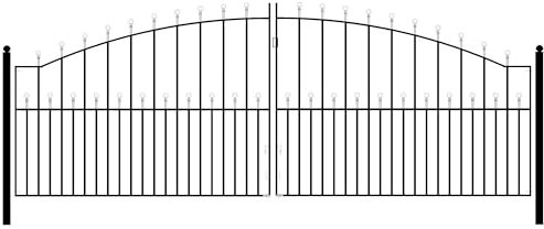 Manor Ball Top Metal Arched Driveway Gates Galvanised Wrought Iron Dual Swing Gate (3353mm (11ft) Gap x 1220mm High MAZP22)