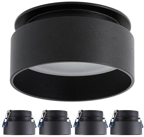 SSC-LUXon 5 Stück Einbau Deckenstrahler Sudara mit indirektem Licht Fassung für GU10 oder Module - Design Einbauspot schwarz
