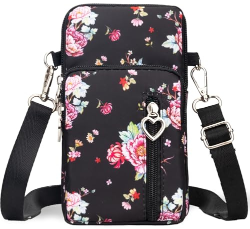 DuoLmi Borse a tracolla da donna, impermeabile, borsa da polso con cerniera, piccola borsa a tracolla compatibile con iPhone 15 Pro Max/15/14/13/12/11, Samsung Galaxy S23 S22