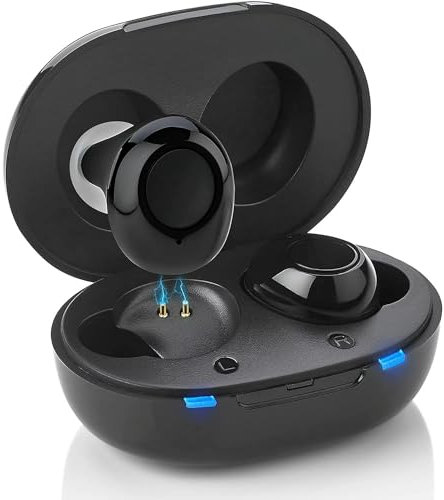 JINGHAO Amplificateur De Son Rechargeable Amplificateur de son auditif Invisible Avec Portable Boîtier De Chargement, lot de 2 (noir)