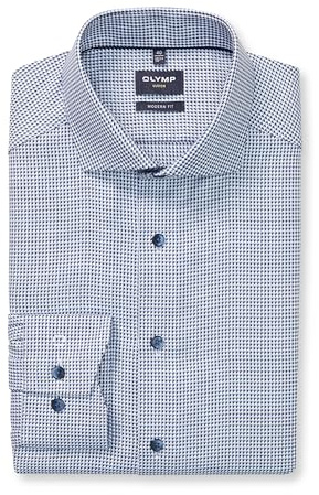 OLYMP Herren Oberhemd Langarm Luxor,Faux Uni,054 Modern Fit 21,16 Royal Kent