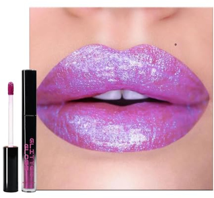 Lucidalabbra rosa metallizzato, effetto specchio, rossetto glitterato antiaderente, rossetti liquidi impermeabili altamente pigmentati, non sbiadiscono, trucco per labbra viola, regalo per donne
