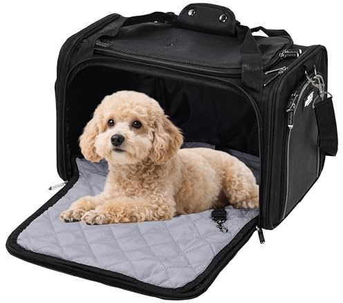 EliteField Deluxe Soft-Sided Pet Carrier (3 Year Warranty, Airline Approved), Travel Bag for Dogs, Cats & Small Pets, with Expandable Mat
