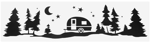 RUNROTOO Großer Aufkleber Urlaub Wohnwagen Außen aus PET mit Kreativem Baum Stern und Mond Design Vielseitig Einsetzbar für Wohnmobile und Autos Reisen
