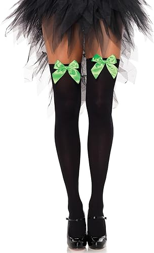 LEG AVENUE Womens Satin Bow Accent Thigh Highs