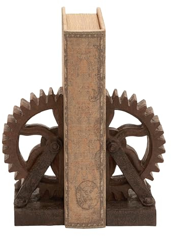 Deco 79 Polystein Gear Buchstütze, 7 von 12,7 cm, Set von 2