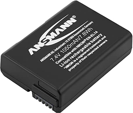 ANSMANN Li-Ion Akku A-Nik EN EL 14 7 4V / Typ 1050mAh / Leistungsstarke Akkubatterie für Foto Digitalkameras - der perfekte Ersatzakku für Nikon Digicam uvm