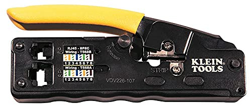 Professional Ratcheting Wire Crimper, Compact Modular Crimper CAT6, CAT5e, CAT3, more Klein Tools VDV226-107