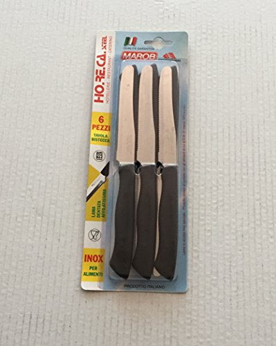 Coltelli tavola bistecca 6 pezzi Marob nero
