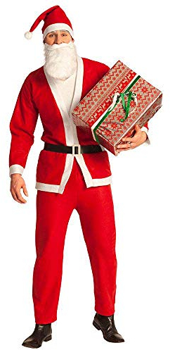 Boland 13411 - Kostüm Set Weihnachtsmann 5-teilig, Anzug mit Hose, Mantel, Gürtel, Mütze und Bart, Faschingskostüme Männer, Nikolaus, für Weihnachten, JGA oder Karneval