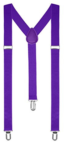 Boolavard Hosenträger Herren Damen Hosen Träger Y Form Style Clips Schmal Neon Bunt Farbig (25. Lila)