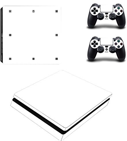 Morbuy PS4 Slim Vinyl Skin Full Body Cover Sticker Decal For Sony Playstation 4 Slim Console & 2 Dualshock Controller (Only White)